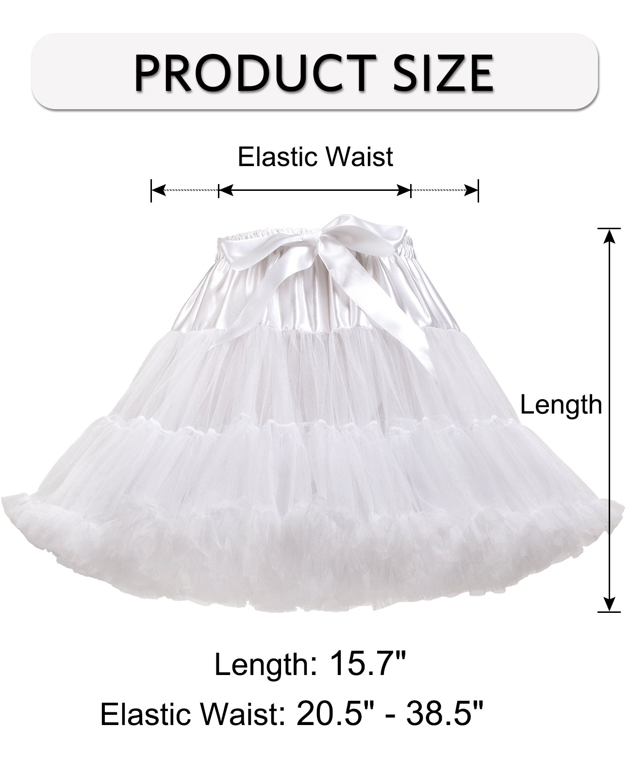 dgdgbaby Tulle Petticoats for Women Elastic Waist Chiffon Petticoat Party Cosplay Underskirt Multi-Layer Puffy Tutu Skirt