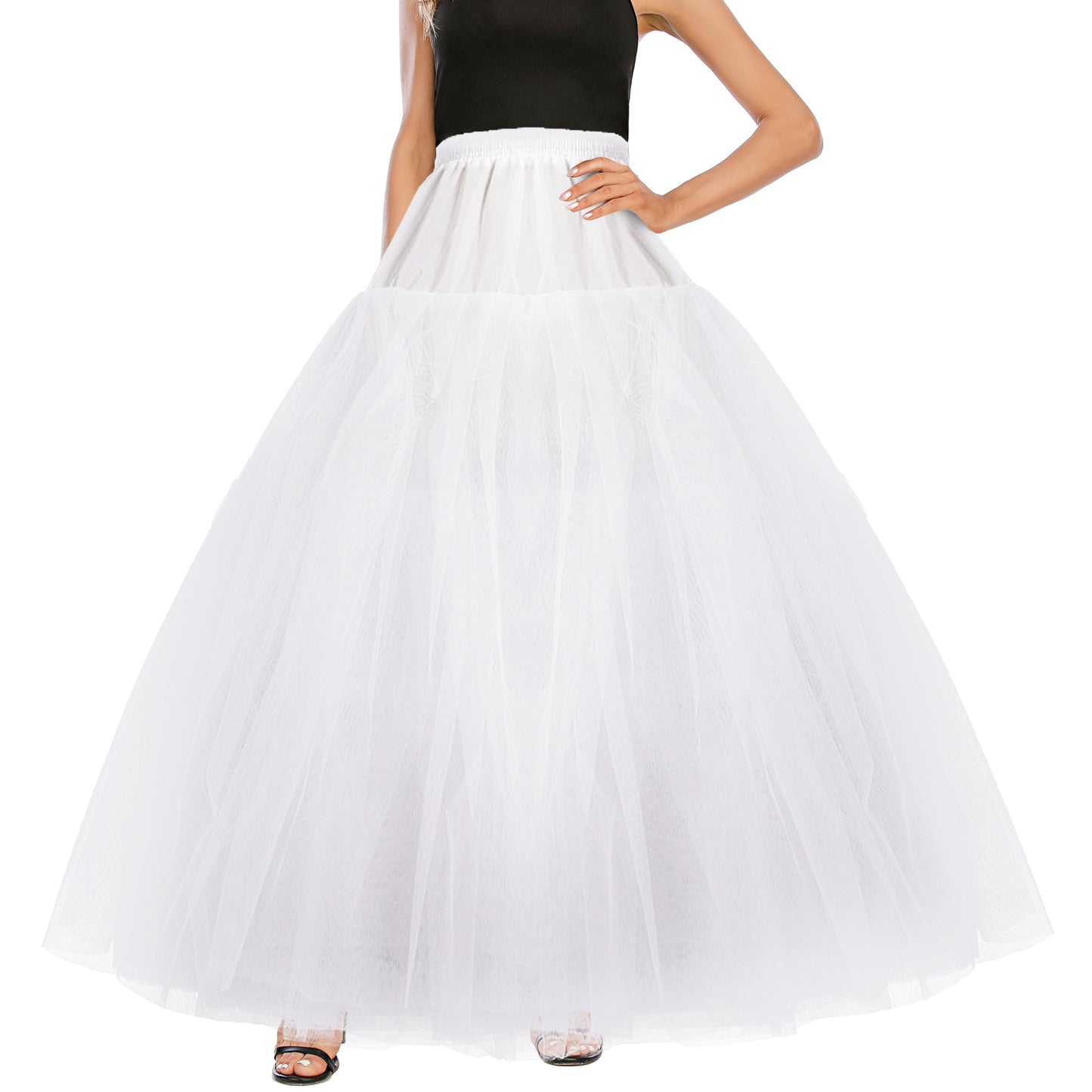 dgdgbaby Women Hoopless Crinoline Full A-line Underskirt Crinoline Petticoat Bridal Underskirt for Ball Gown Slip White Crinoline Underskirt One Size