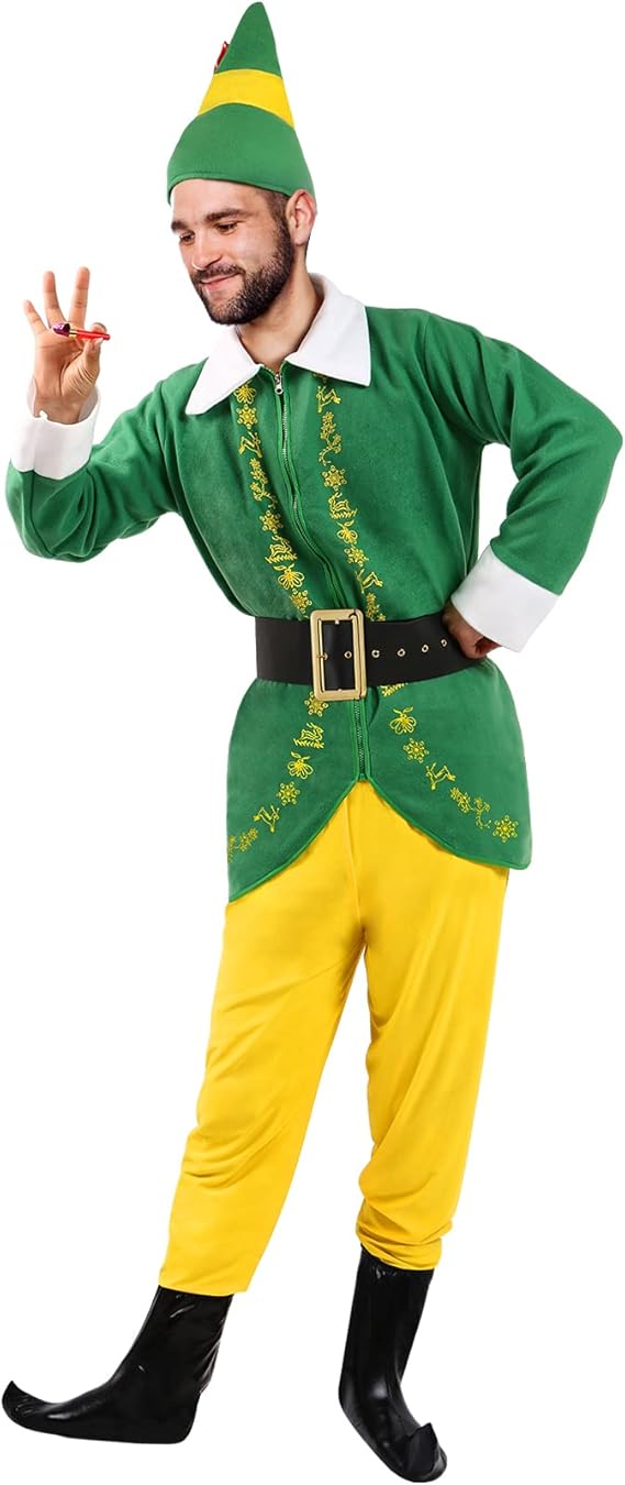 dgdgbaby Men's Elf Costume Christmas Halloween Costume Santa Costume Full Set Holiday Party Adult Sized Cosplay Costumes