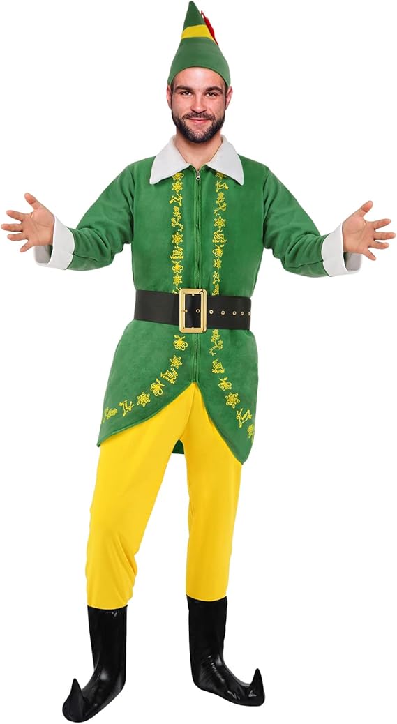 dgdgbaby Men's Elf Costume Christmas Halloween Costume Santa Costume Full Set Holiday Party Adult Sized Cosplay Costumes